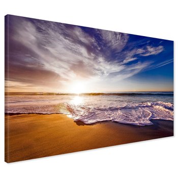 Obraz na płótnie - morze, plaża, zachód słońca