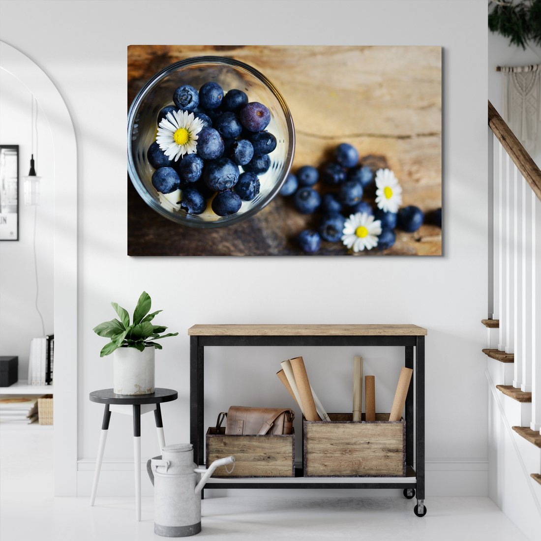 Obraz na płótnie - jagody, kwiaty, deser