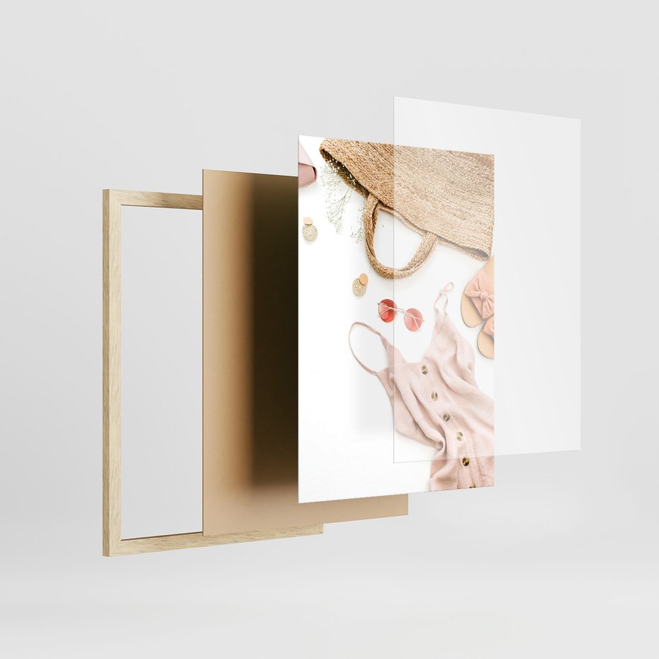Zestaw obrazy w ramie, plakaty - akcesoria, różowy, złoty - rama drewno