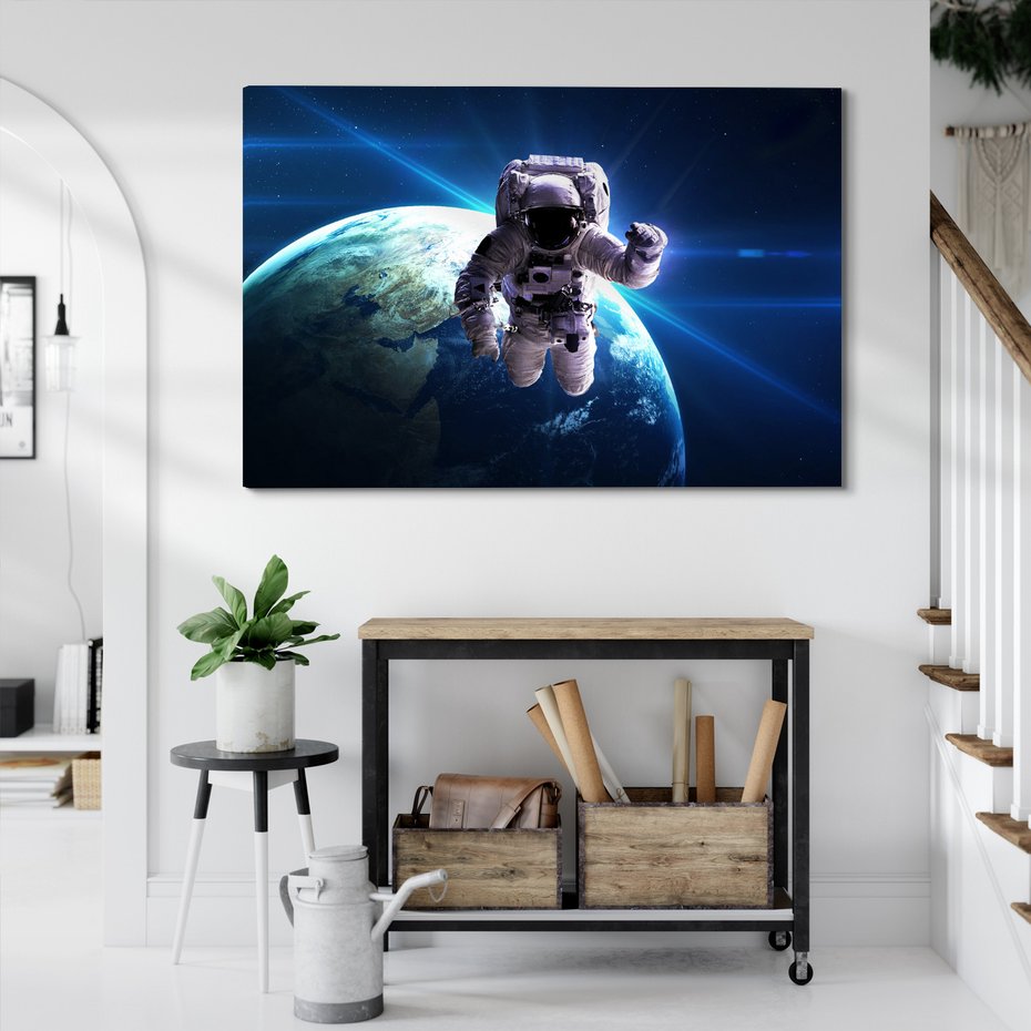 Obraz na płótnie - kosmos, astronauta, planeta