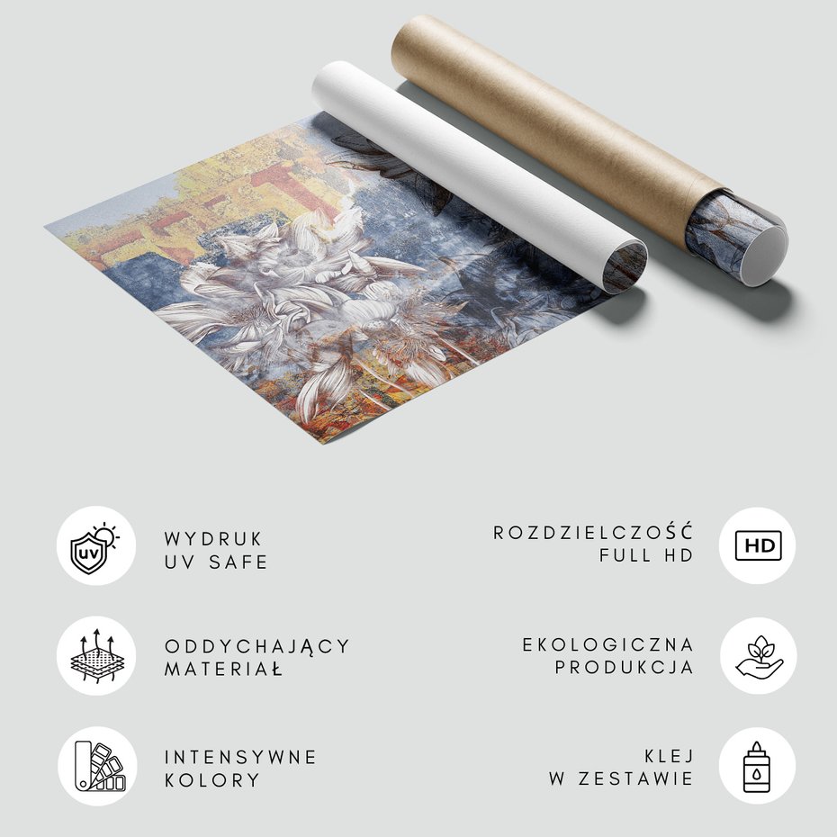 Fototapeta - loft, kwiaty, beton