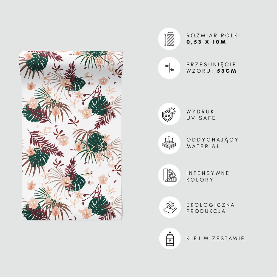 Tapeta - kwiaty, liście, wzór