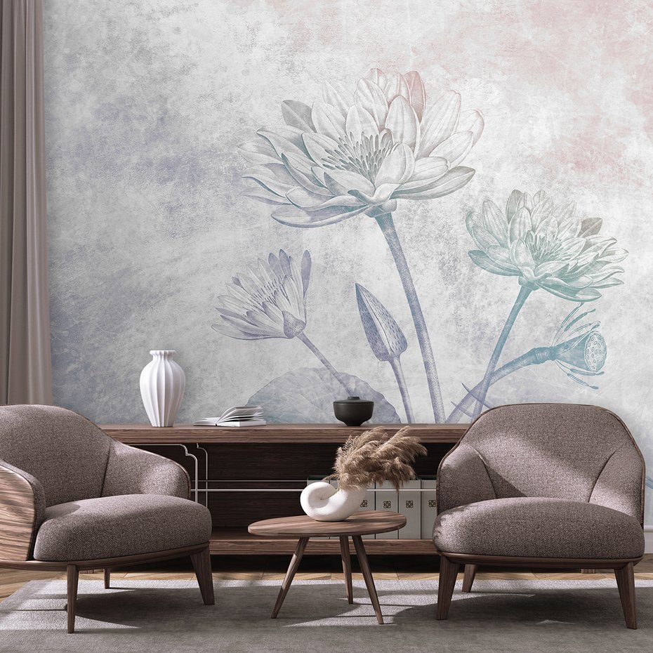 Fototapeta - abstrakcja, kwiat, szary