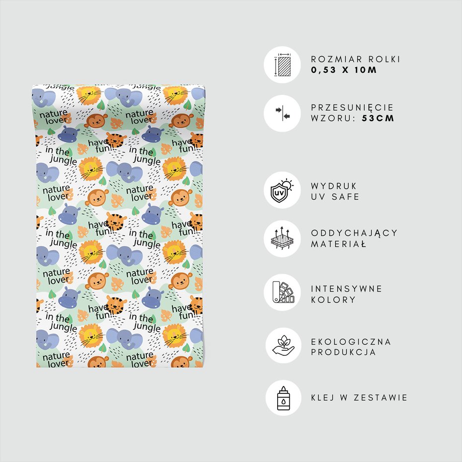 Tapeta - dziecięca, dżungla, zwierzęta,