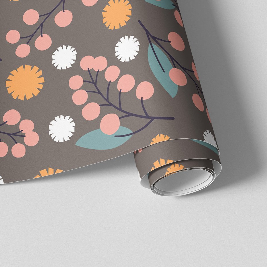 Tapeta - owoce, liście, kwiaty