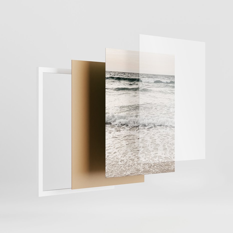 Zestaw obrazy w ramie, plakaty - plaża, piasek, morze - rama biała
