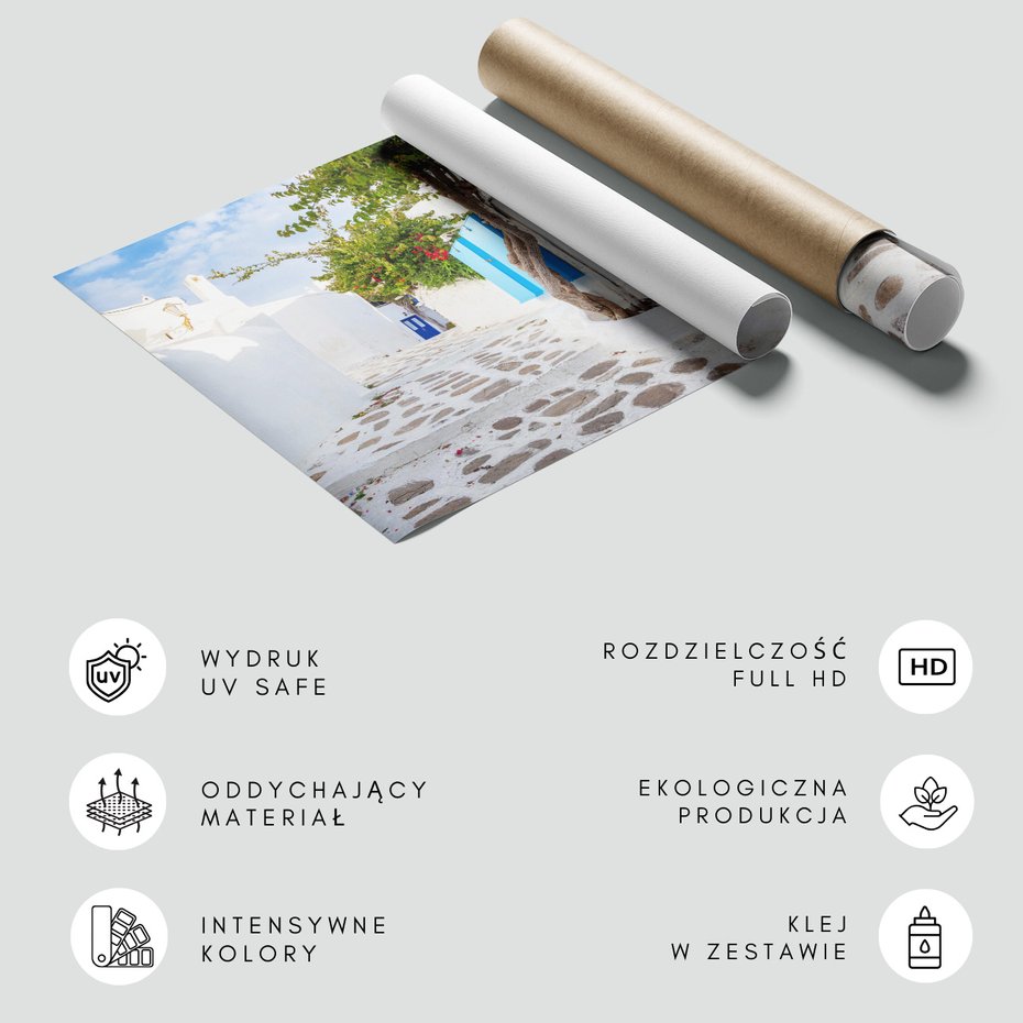 Fototapeta - uliczka, biały, niebieski