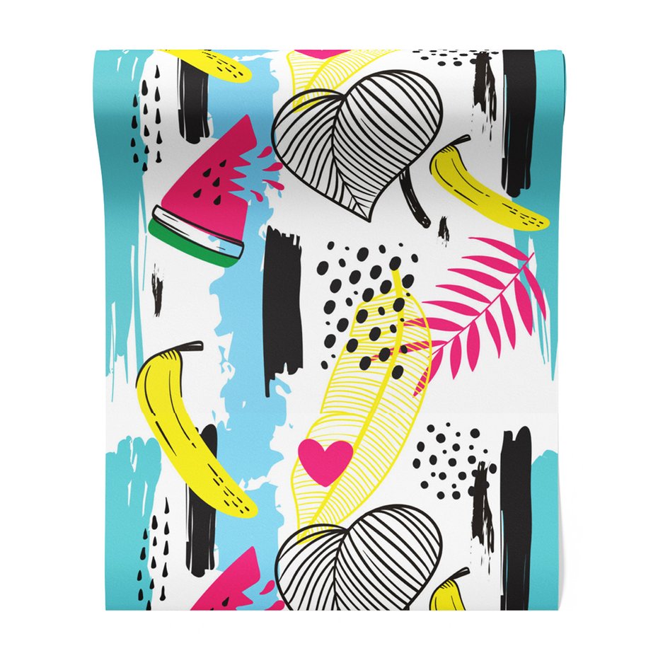 Tapeta - banan, liść, arbuz