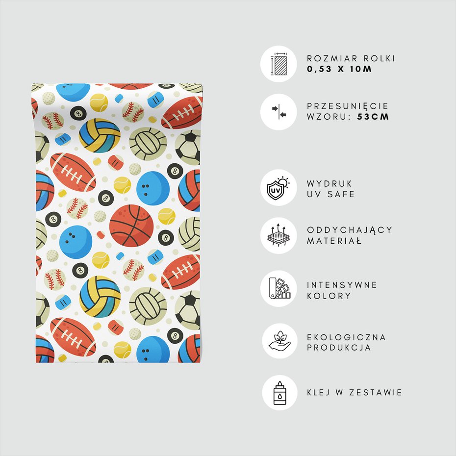 Tapeta - dziecięca, piłki, sport, wzór
