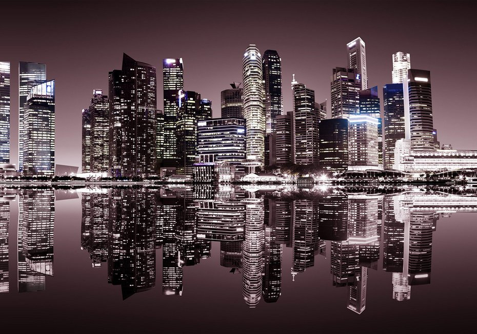 Fototapeta - miasto, noc, odbicie