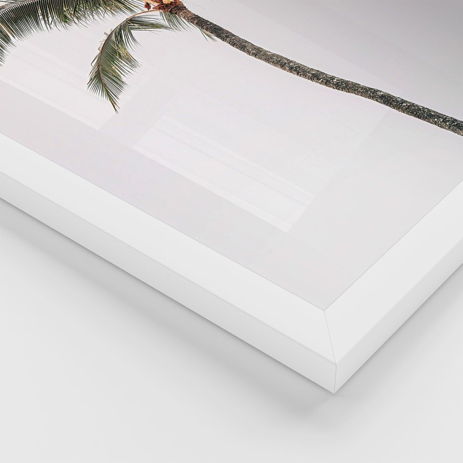 Zestaw obrazy w ramie, plakaty - palma, ananas, tropikalny - rama biała