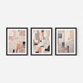 Zestaw obrazy w ramie, plakaty - abstrakcja, pastelowe, geometryczne - rama czarna
