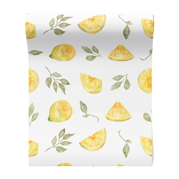 Tapeta - cytryny, liście, plasterki