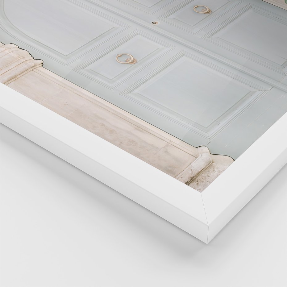 Zestaw obrazy w ramie, plakaty - podróż, cytryny, drzwi - rama biała