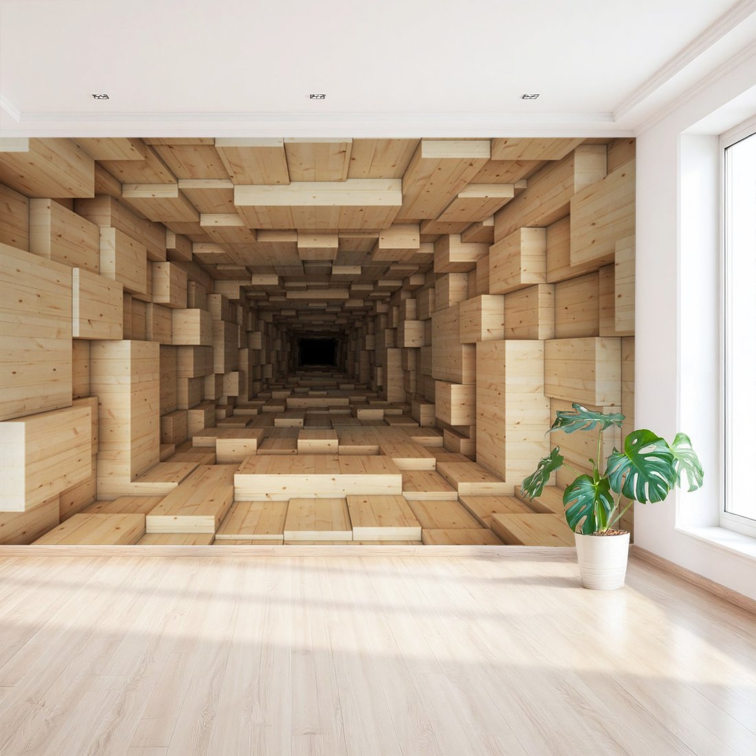 Fototapeta - drewno, tunel, abstrakcja