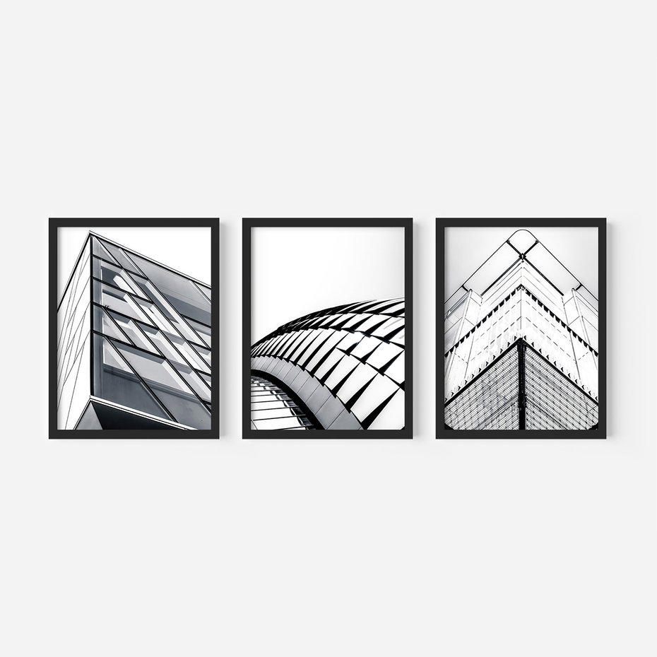 Zestaw obrazy w ramie, plakaty - architektura, budynek, fasada - rama czarna