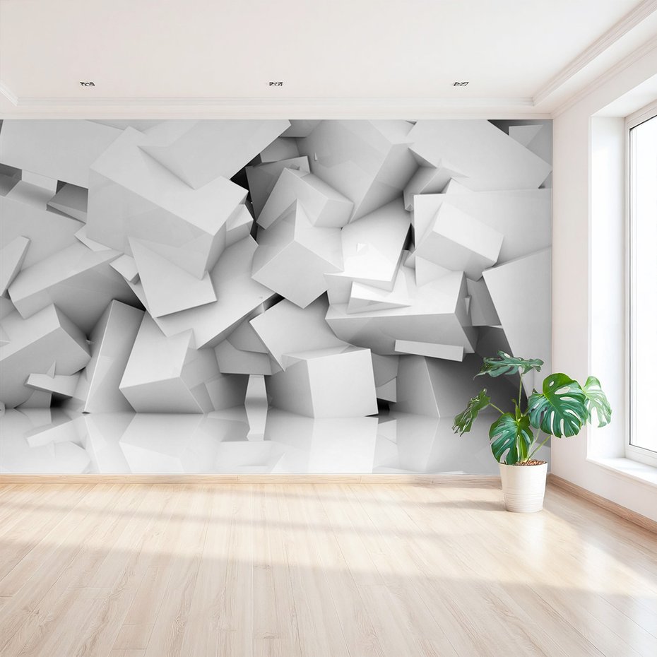 Fototapeta - abstrakcja, sześcian, biały