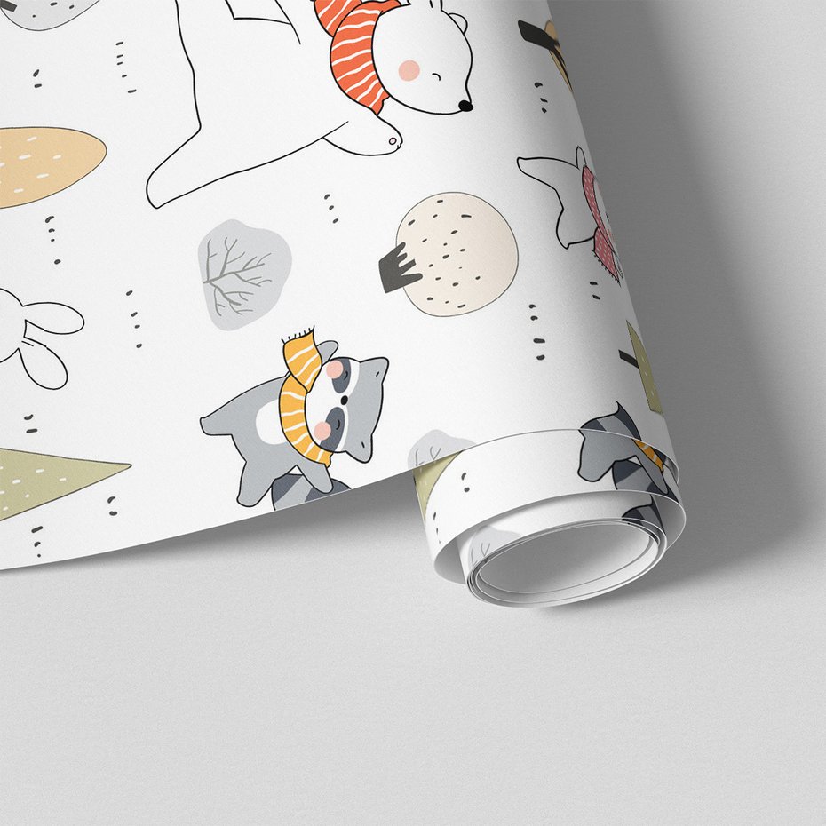 Tapeta - dziecięca, szalik, miś, drzewo