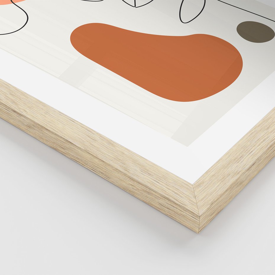 Zestaw obrazy w ramie, plakaty - abstrakcja, twarz, minimalizm - rama drewno