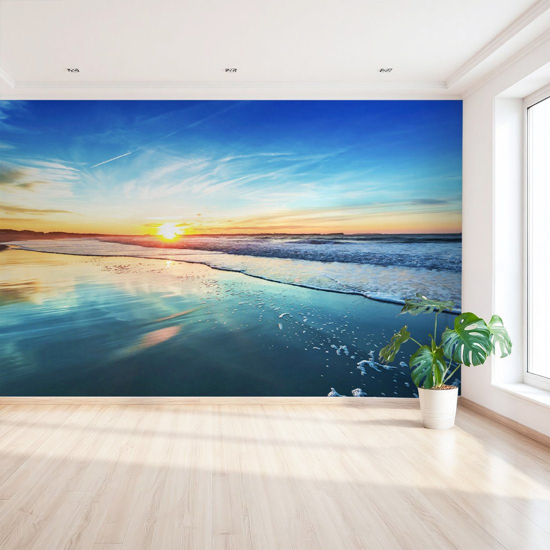 Fototapeta - plaża, zachód słońca, morze