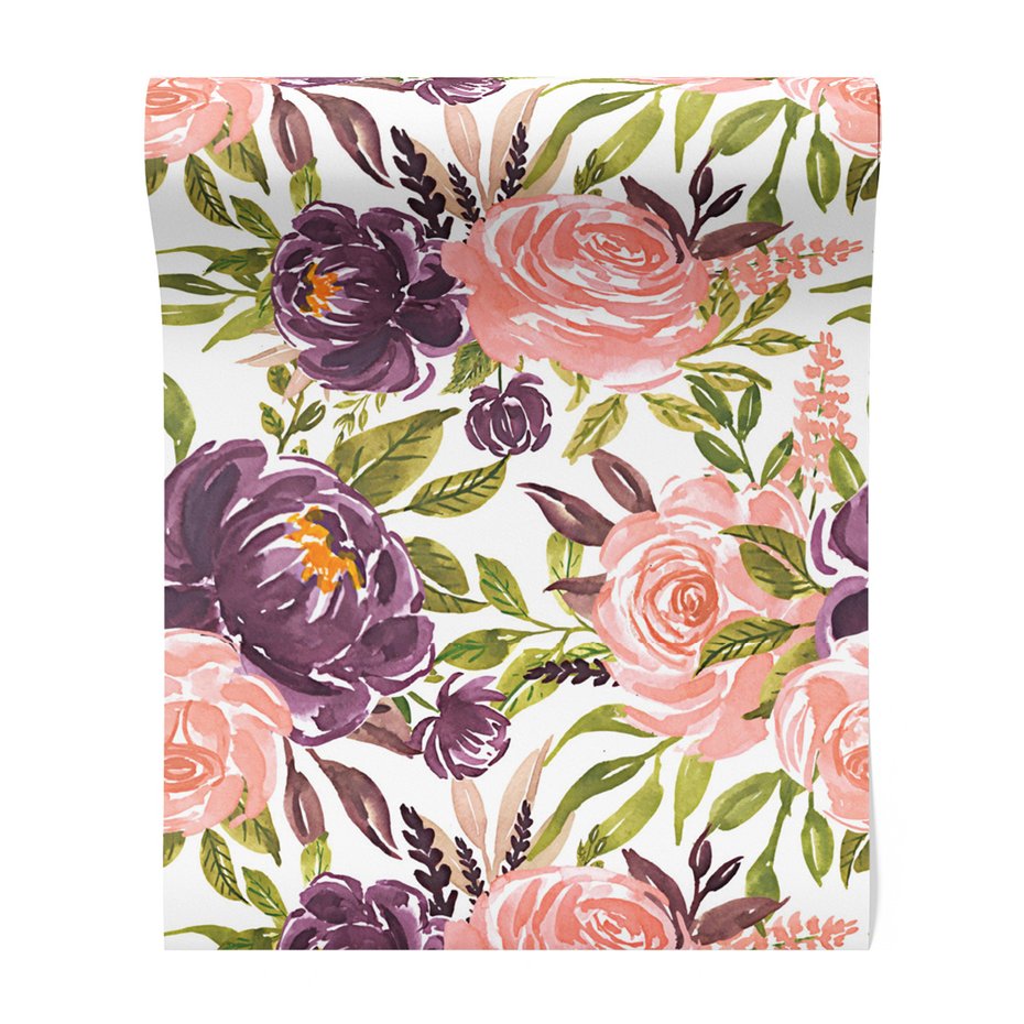 Tapeta - kwiaty, liście, wzór