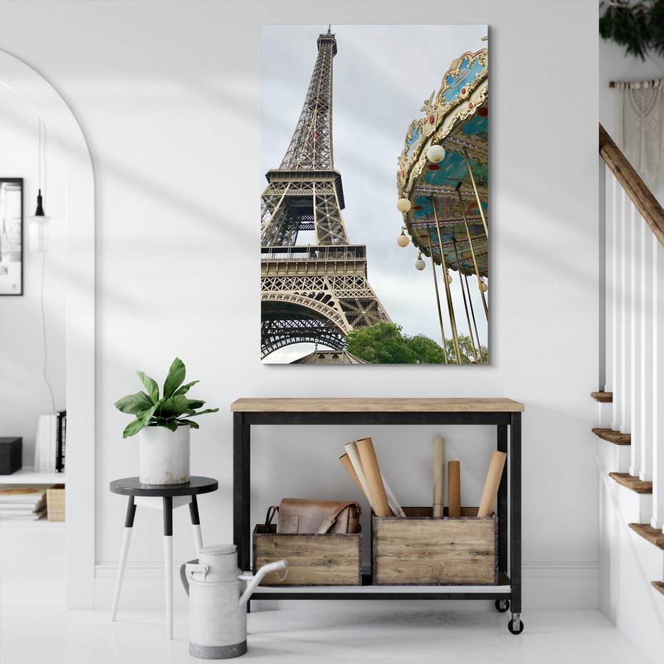 Obraz na płótnie - Paryż, Wieża Eiffla, karuzela