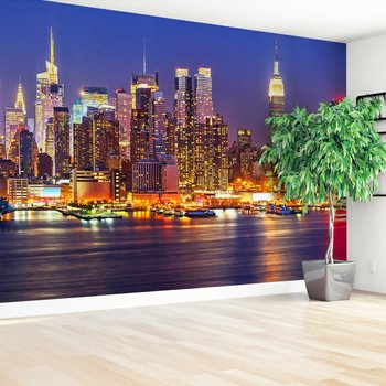 Fototapeta - miasto, noc, woda