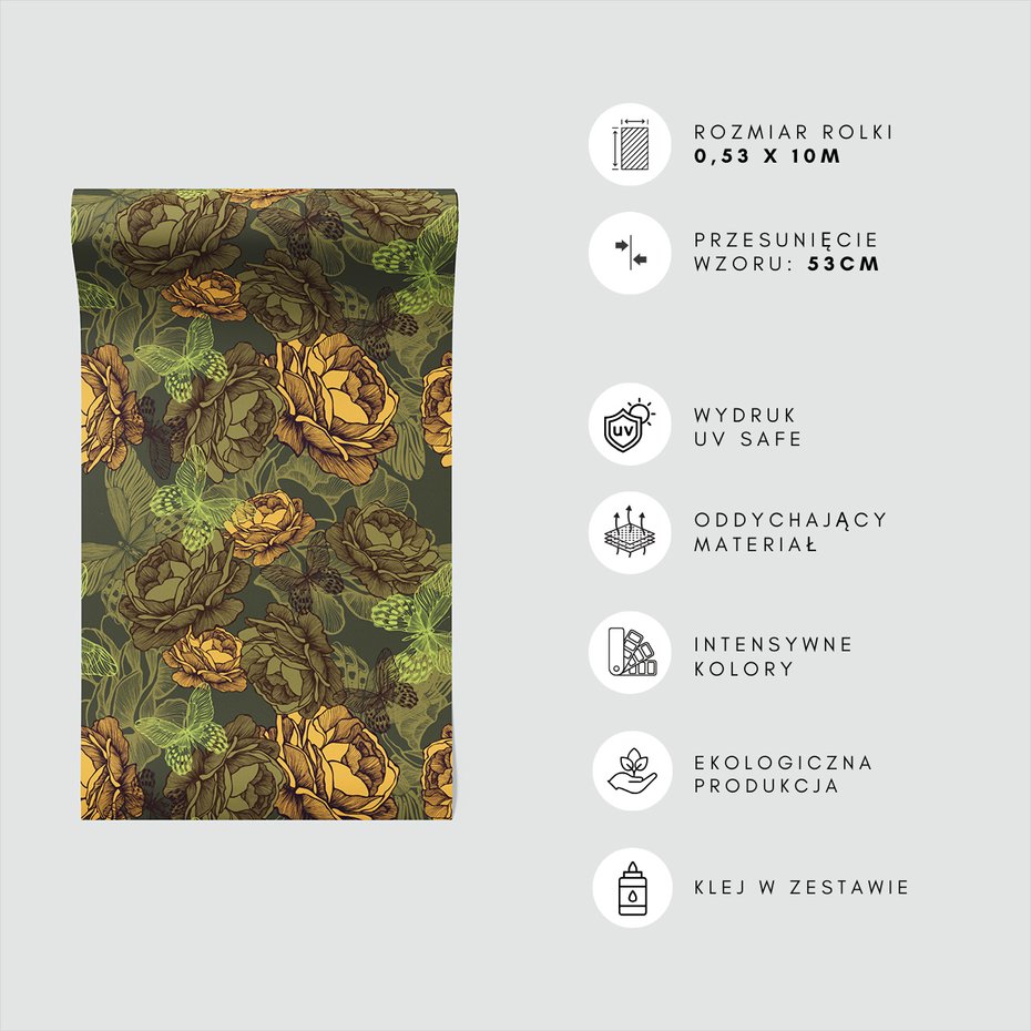 Tapeta - kwiaty, motyle, grafika