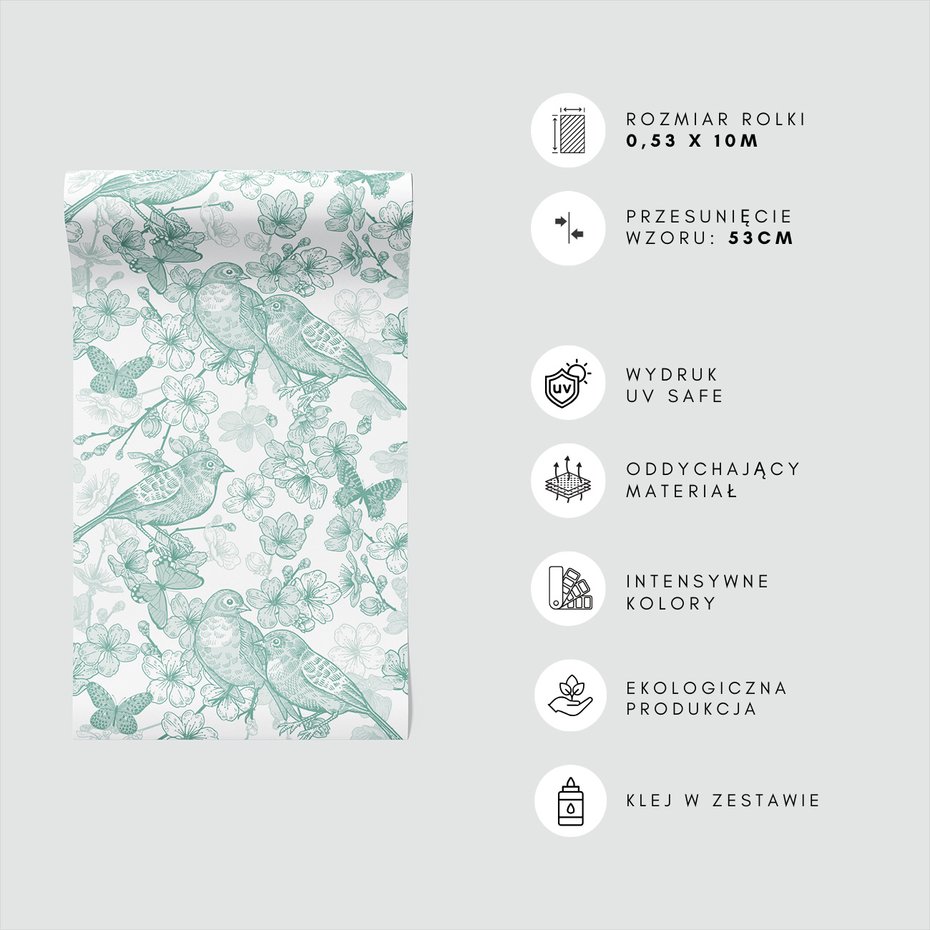 Tapeta - ptaki, kwiaty, motyle