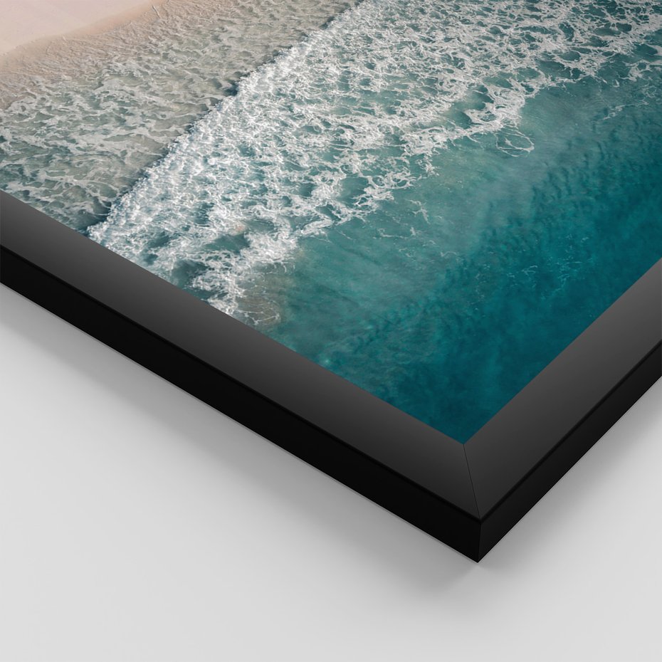 Zestaw obrazy w ramie, plakaty - plaża, morze, woda - rama czarna