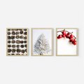 Zestaw obrazy w ramie, plakaty - szyszki, jabłka, zima - rama drewno