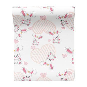 Tapeta - dziecięca, królik, serce, korona