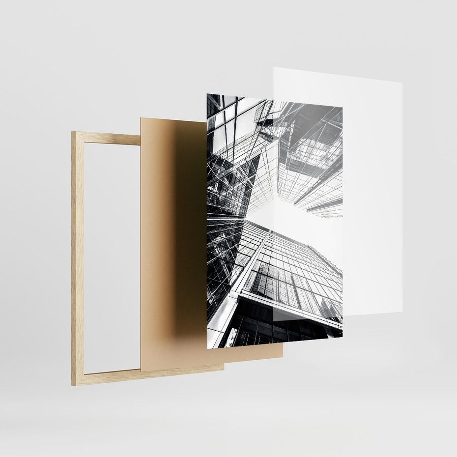 Zestaw obrazy w ramie, plakaty - architektura, budynki, miejski - rama drewno