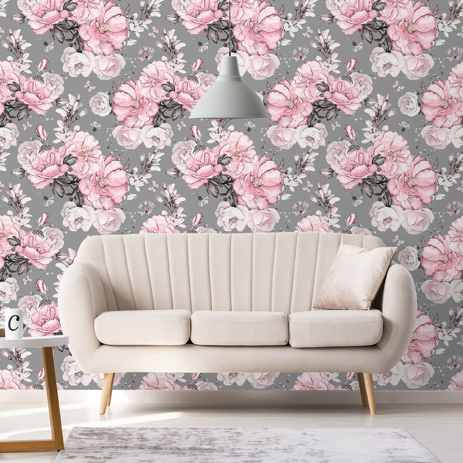 Tapeta - kwiaty, róże, motyle