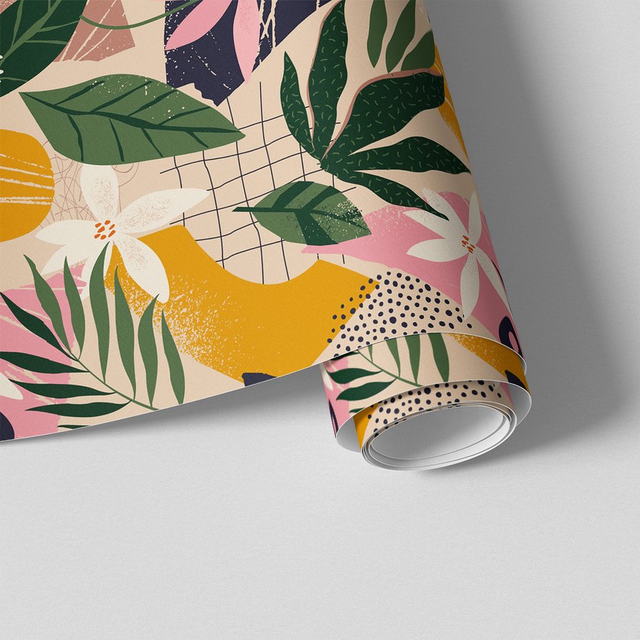 Tapeta - kwiaty, liście, abstrakcja