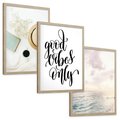 Zestaw obrazy w ramie, plakaty - kwiaty, lato, morze - rama drewno