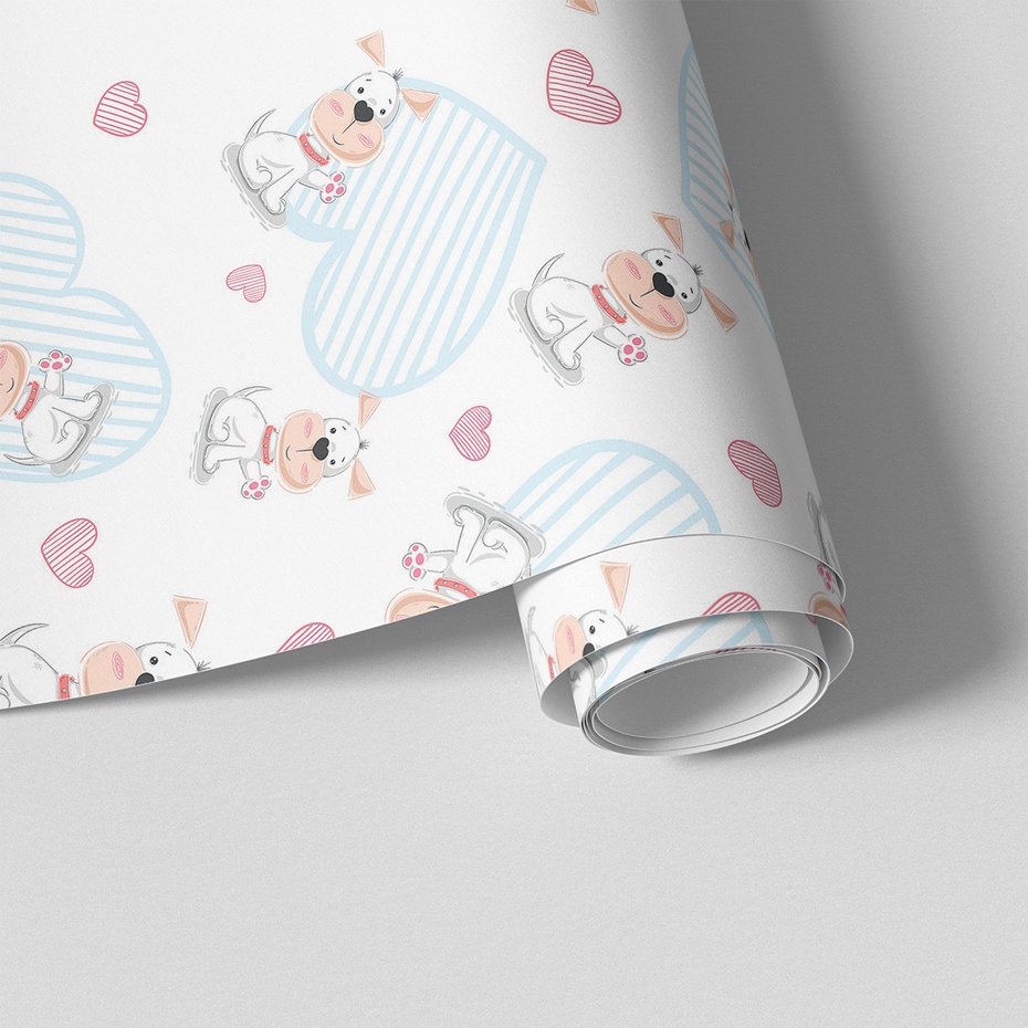 Tapeta - dziecięca, pies, serce, tło