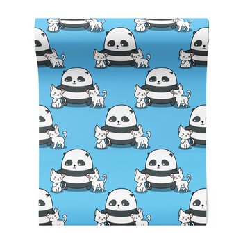 Tapeta - dziecięca, panda, koty, tło