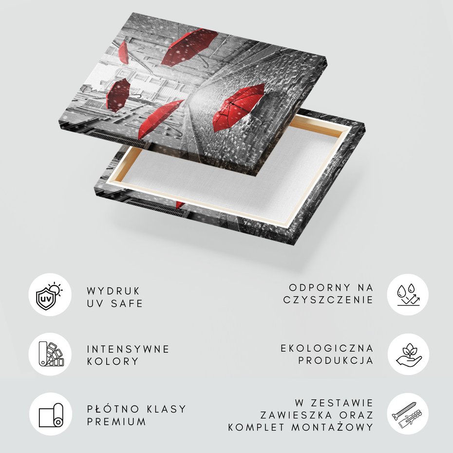 Obraz na płótnie - parasole, deszcz, ulica