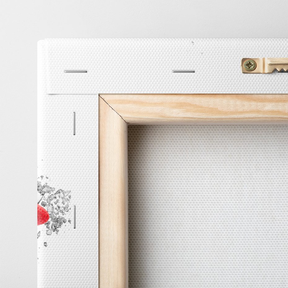 Obraz na płótnie - truskawki, kostki lodu, woda