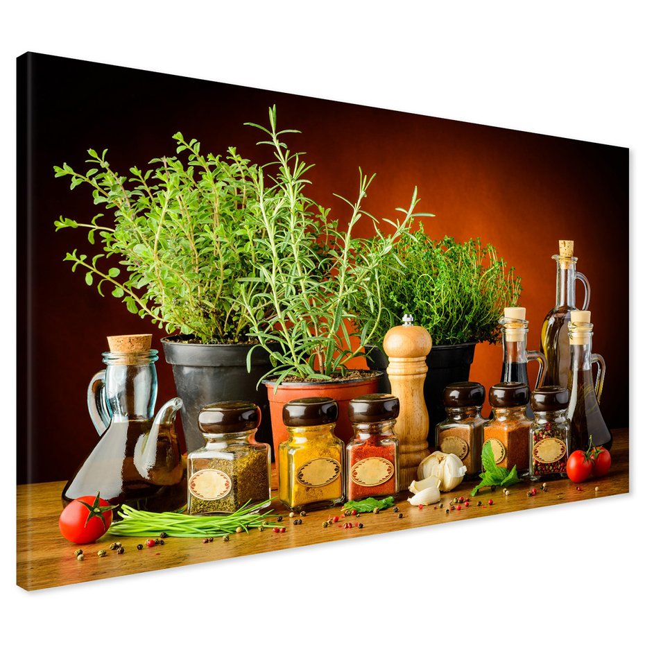 Obraz na płótnie - zioła, przyprawy, kuchnia