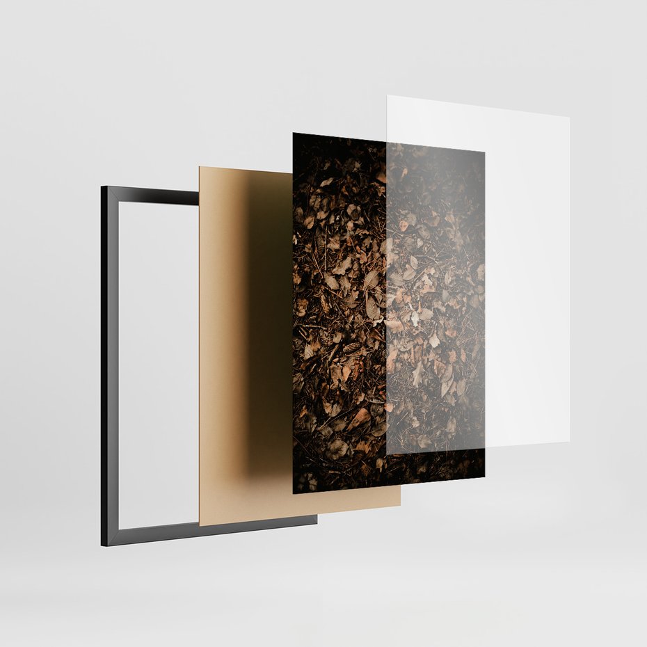 Zestaw obrazy w ramie, plakaty - liście, jesień, brązowy - rama czarna