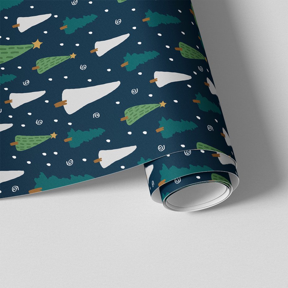 Tapeta - dziecięca, choinki, śnieg,