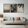 Zestaw obrazy w ramie, plakaty - palmy, ocean, liście - rama czarna