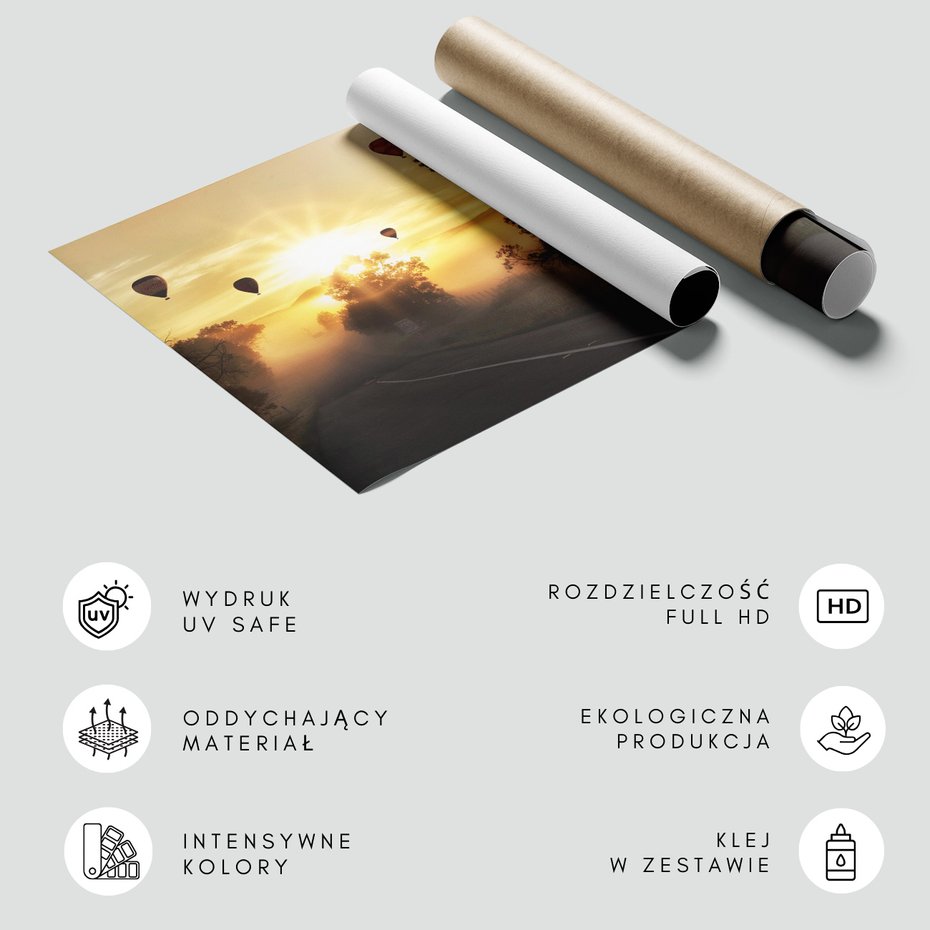 Fototapeta - balony, wschód słońca, mgła