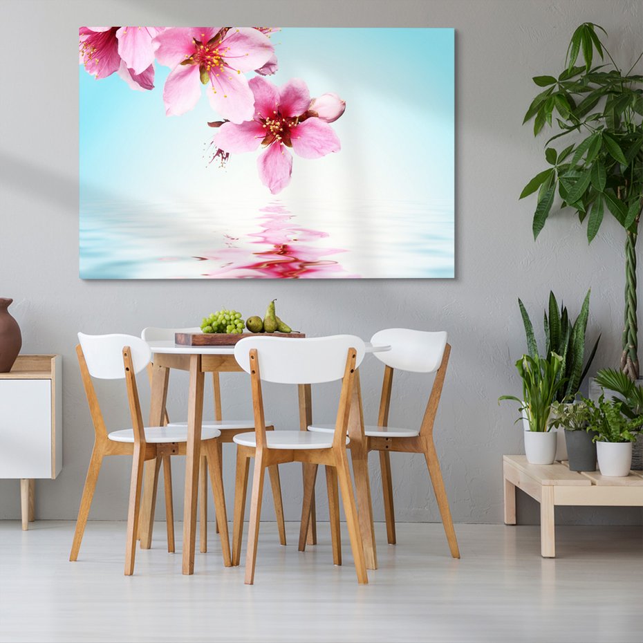 Obraz na płótnie - kwiaty, różowy, woda
