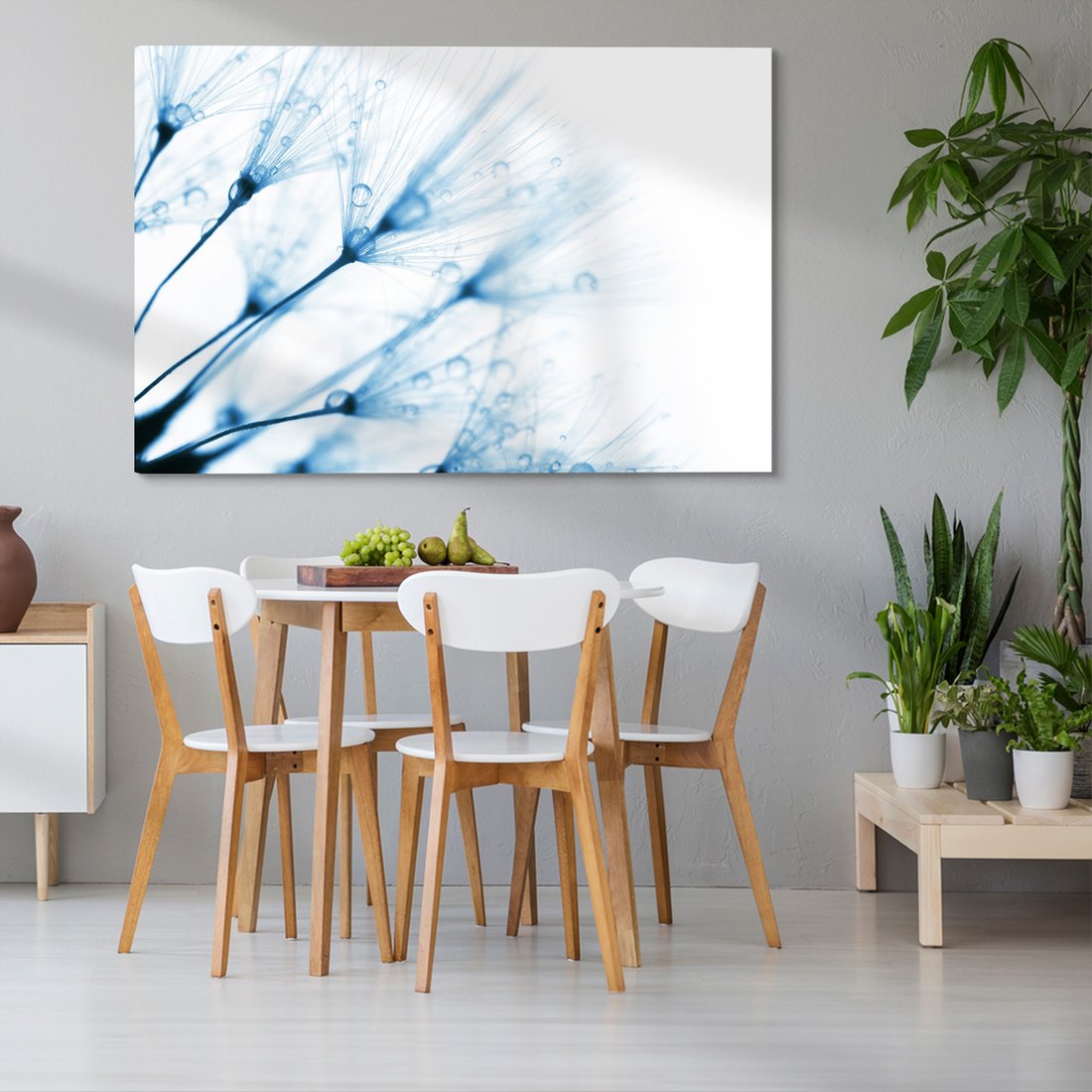 Obraz na płótnie - dmuchawiec, krople, natura