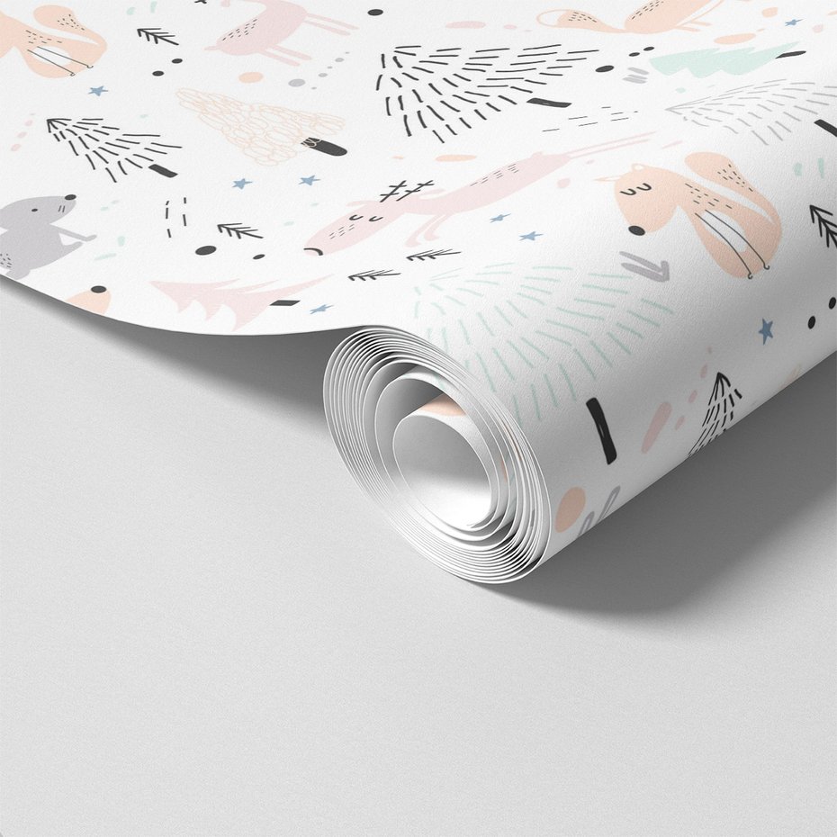 Tapeta - dziecięca, lisy, jelenie, drzewa