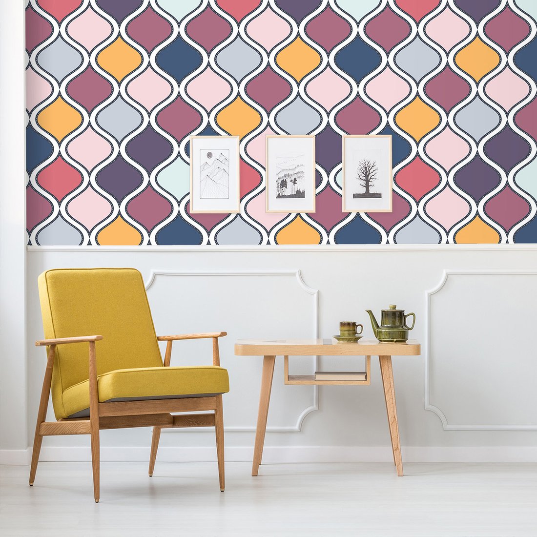 Tapeta - kształty, linie, kropki