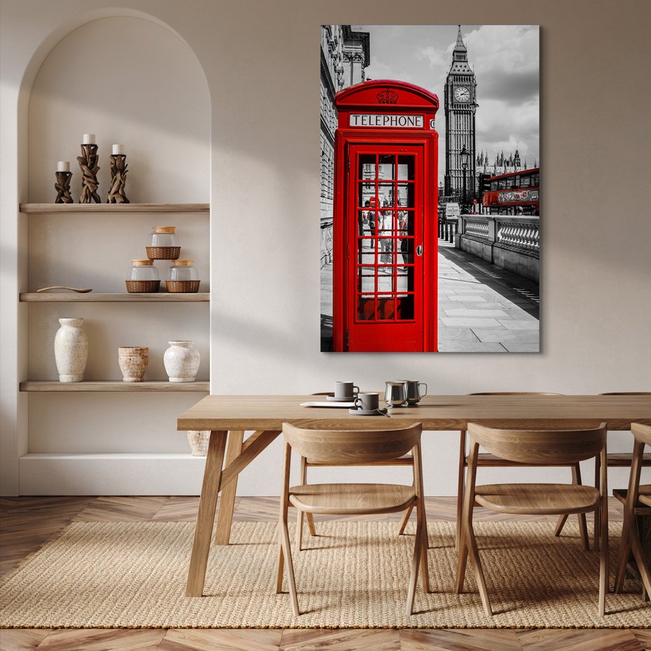 Obraz na płótnie - Londyn, budka telefoniczna, Big Ben